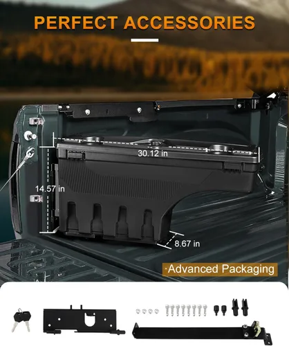 Vista 5 de ROADFAR Caja de almacenamiento de repuesto para caja de camioneta del lado derecho del pasajero para Nissan Frontier 2004-2020, para Nissan Titan