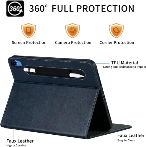 Vista 6 de HFcoupe Funda para iPad A16 de 11ª generación de 11 pulgadas 2025, estilo libro para iPad Gen 10 2022 de 10.9 pulgadas, funda protectora