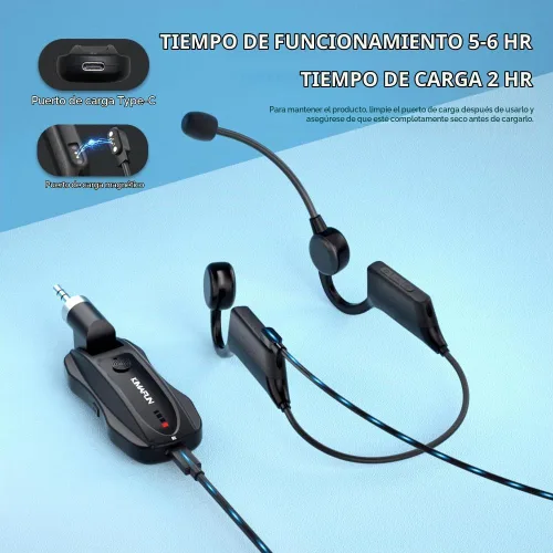Vista 6 de KIMAFUN GWP91 - Micrófono inalámbrico de 2.4 G, impermeable IP67, a prueba de sudor, para aeróbic acuático, entrenador de natación, instructor