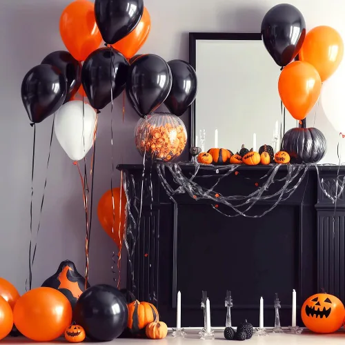 Vista 5 de Globos color naranja, 60 globos de látex mate de 12 pulgadas para Halloween, cumpleaños, Acción de Gracias, baby shower, unisex para adultos