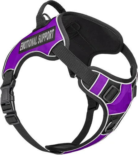 Vista 17 de Dogline Quest - Arnés para perro sin tirones con soporte emocional parches reflectantes extraíbles suave y cómodo chaleco para perro con hebilla