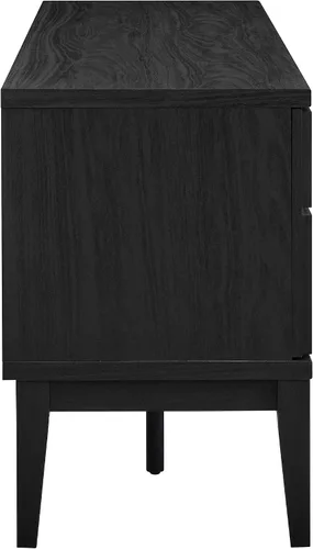 Vista 6 de Modway Samos - Soporte retro para TV de 59 pulgadas con patrón geométrico en negro, mueble consola de TV vintage con almacenamiento y organización