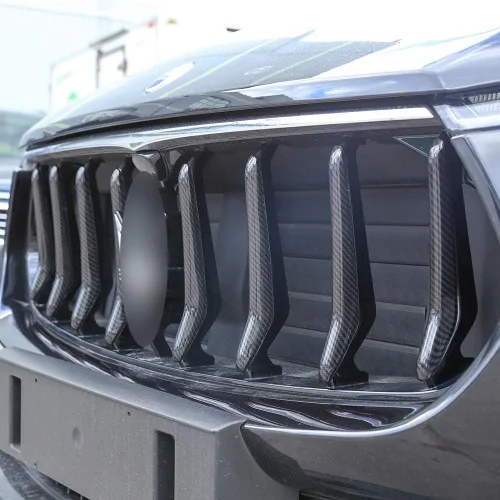 Vista 4 de Fibra de carbono parrilla delantera parachoques Trim tiras para Maserati Levante 2016 piezas de coche 8 unids/set