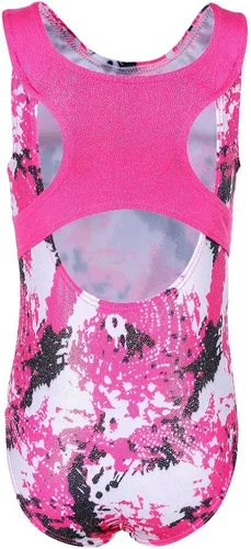 Vista 2 de TFJH E Leotardos para gimnasia y niñas, conjuntos de ropa de práctica con pantalones cortos coleteros