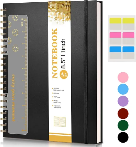 Vista 28 de Cuaderno de espiral de 8.5 x 11 pulgadas, cuadernos grandes A4 para mujeres y hombres, diario rayado universitario, papel de 3.53 oz/m², diarios