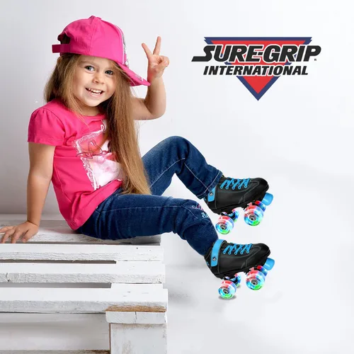 Vista 7 de Sure-Grip Sugar & Spice - Patines de ruedas para niños, botas de vinilo duraderas con acolchado cómodo, cuentan con ruedas iluminadas