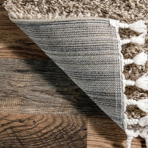 Vista 7 de NULOOM Neva Alfombra de Área Shag Moderna con Borlas, 8' Cuadrada, Beige Neva Beige