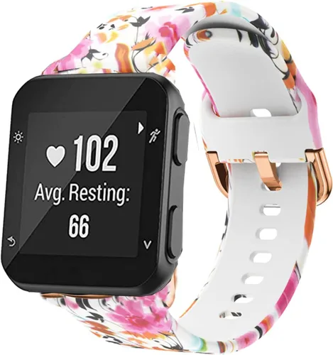 Vista 13 de Correa de reloj compatible con Garmin Forerunner 35, correa de repuesto de silicona con patrón de moda para hombre y mujer