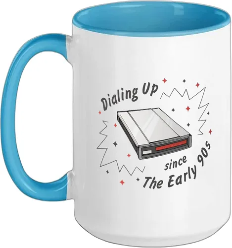 Vista 10 de 90s Nostalgia Retro 90s Dial Up Internet Vintage Ceramic Mug, Black/White, 11oz