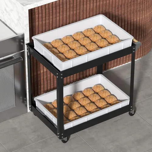 Vista 4 de Paquete de 4 cajas comerciales de prueba de masa, bandeja apilable de plástico para masa de pizza, color blanco