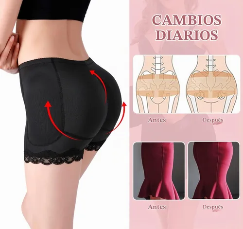 Vista 2 de Aivtalk Ropa interior acolchada de cintura alta con levantamiento de glúteos para mujer, ropa interior sin costuras, con encaje y control firme