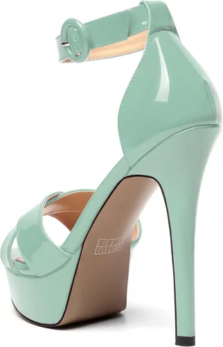 Vista 56 de MODENCOCO Sandalias de boda con correa de tobillo sexy para mujer, con plataforma y puntera abierta, tacón de aguja y tacón alto, zapatos de vestir