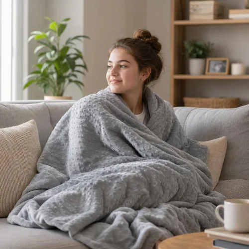 Vista 3 de Cobija con 2 fundas de edredón para personas que duermen con frío y calor Las avanzadas gotas de nanocerámica ofrecen durabilidad y comodidad sedosa.