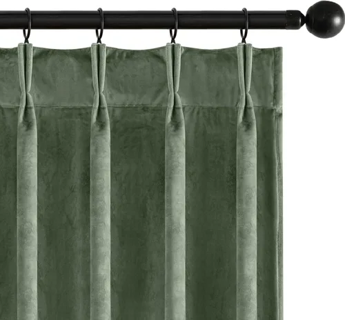 Vista 14 de MIULEE Cortinas opacas plisadas de terciopelo azul marino, 40 x 96 pulgadas