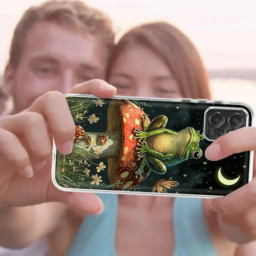 Vista 7 de Funda transparente para Motorola Moto G Power 5G 2023 con patrón de rana de hongos para mujeres y hombres de doble capa híbrida de TPU suave TPU