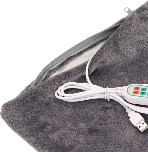 Vista 9 de Manta térmica eléctrica, manta eléctrica con 3 ruedas de calefacción, bufanda eléctrica de pelusa suave, manta térmica eléctrica portátil