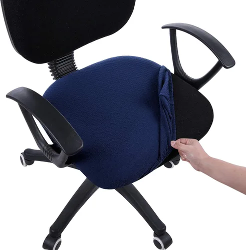 Vista 32 de Smiry Fundas de asiento de silla de computadora de oficina, de jacquard elástico, extraíbles, lavables, antipolvo, protectores de cojín para silla