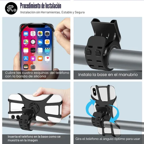 Vista 6 de Soporte Desmontable para Teléfono de Bicicleta, Soporte Universal para Teléfono Celular de Bicicleta y Motocicleta, Soporte para Teléfono