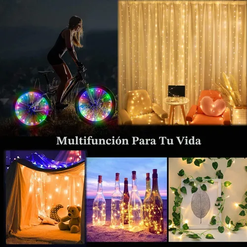 Vista 5 de dobestyou - Luz LED para rueda de bicicleta, luz para rueda de bicicleta para ciclismo nocturno, impermeable IP65, iluminación de 3 modos, fácil
