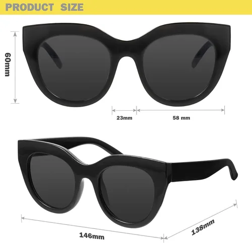 Vista 5 de mosanana Gafas de sol de gran tamaño con ojo de gato para mujer, estilo moderno