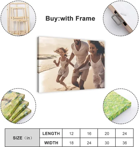 Vista 4 de JDBeehpy Impresiones en lienzo personalizadas con tus fotos para fotos de boda, fotos de familia/mascotas/imagen de arte de pared, póster ideal