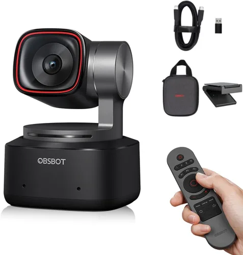 Vista 11 de OBSBOT Tiny 2 - Cámara web PTZ 4K con alimentación de IA, enfoque 4 veces más rápido, CMOS de 1/1.5", USB 3.0, transmisión de datos 10 veces más