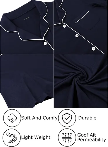 Vista 5 de Leikar Camisón de maternidad para mujer, pijama de lactancia de manga larga