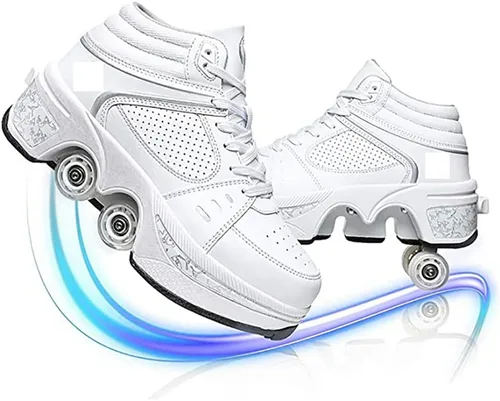 Vista 10 de Zapatos de patinaje de deformación para hombre y mujer, patines cuádruples, zapatos retráctiles para adultos/niños, zapatos de polea invisible