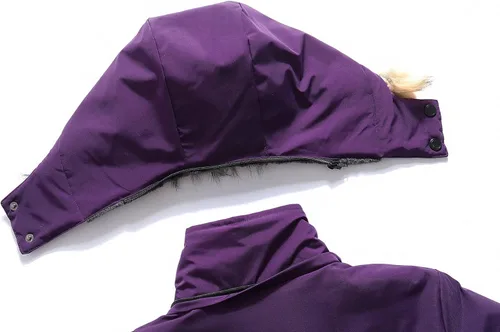 Vista 4 de MOERDENG Chaqueta de esquí impermeable para mujer, abrigo de nieve con capucha para invierno, chaqueta de esquí resistente al viento para mujer
