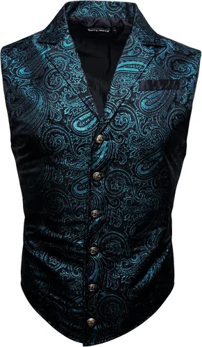 Vista 3 de BarryWang Chaleco de traje victoriano de cachemira para hombre cuello a medida estilo formalocio steampunk gótico