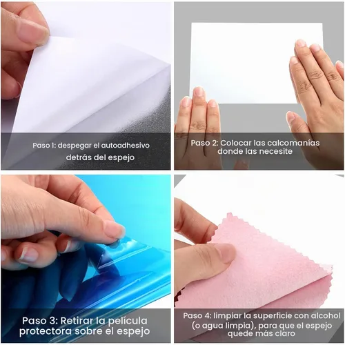 Vista 2 de Zonon Hojas de espejo flexibles autoadhesivas, azulejos de espejo que no son de cristal, adhesivos de espejo para decoración de pared del hogar