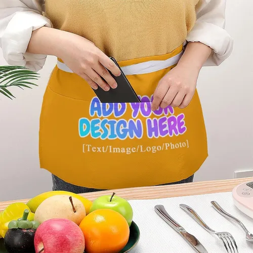 Vista 61 de AXKEUDO Delantal personalizado con bolsillos, delantales de cintura para camarera para cocinar en casa, restaurante, servir trabajo