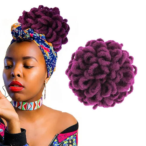 Vista 25 de DreadLocks Chignons Afro High Puff Cola de Caballo con Cordón Moño de Cabello Postizos Faux Locs Chignons con Clip Cola de Caballo para Mujeres