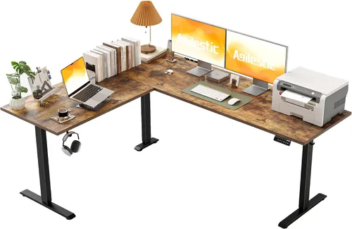Vista 39 de Agilestic Escritorio de Pie en Forma de L de 59 Pulgadas de Altura Ajustable, Escritorio de Esquina Eléctrico de Pie, Mesa de Computadora Sit Stand