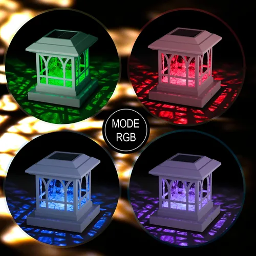 Vista 3 de Luces solares blancas para postes de valla para exteriores, para postes de valla de 3.6 x 3.6 pulgadas, 4.5 x 4.5 pulgadas, 5 x 5 pulgadas, funciona