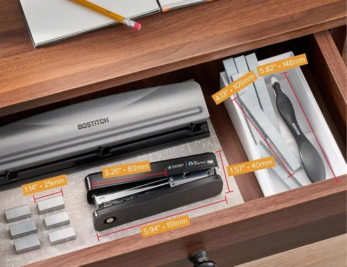 Vista 7 de Bostitch Titan - Engrapadora de metal resistente, capacidad de 50 hojas con 1250 grapas y removedor ergonómico de grapas, grapado sin atascos Negro