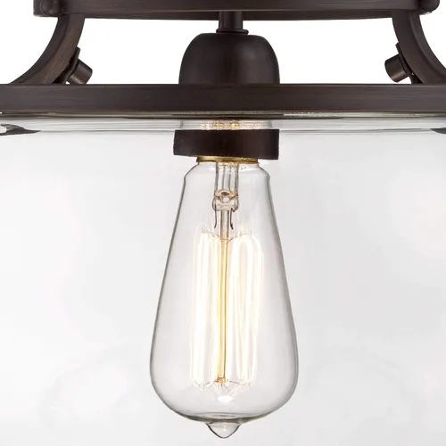 Vista 3 de Franklin Iron Works Charleston - Lámpara de techo industrial rústica de granja, lámpara semiempotrada de 13 1/2 pulgadas de ancho, pantalla LED