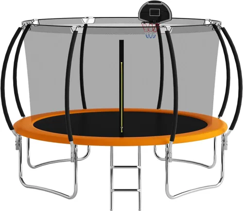 Vista 18 de Trampoline with Net 10FT 12FT 14FT ASTM Approved 500LBS Negro-3