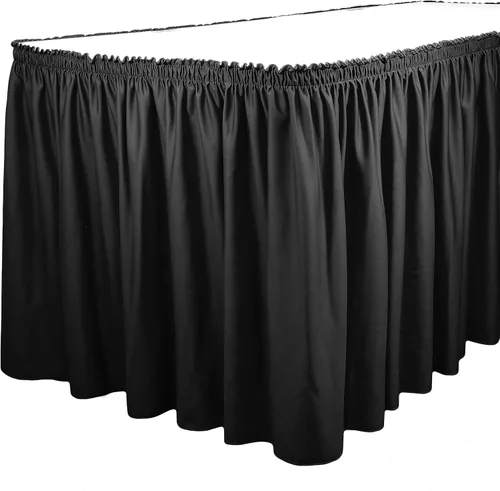 Vista 16 de TableLinensforLess Faldón de mesa de poliéster, altura de mesa (13 pies, plisado, bosque)