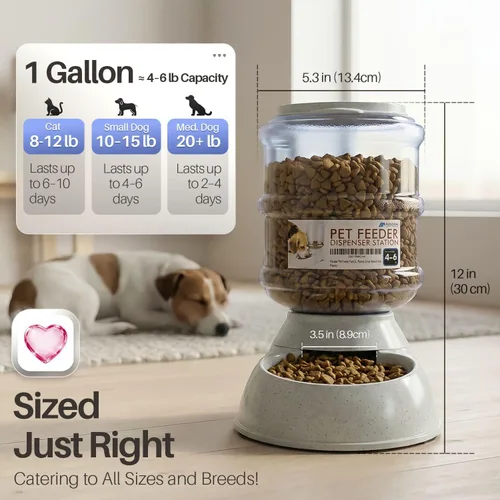 Vista 6 de Bol para mascotas con sistema dispensador automático y almacenamiento de alimento seco, de Flexzion Self-Replenishing Dry Food Station with
