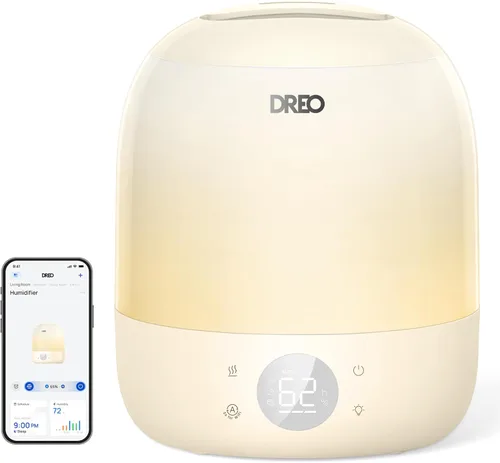 Vista 9 de DREO Humidificadores para dormitorio, tiempo de funcionamiento máximo de 30 horas, luz nocturna RGB y entrenador de sueño, humidificador de niebla