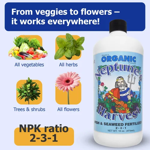 Vista 3 de Neptune's Harvest FS118 2-3-1 Fertilizante orgánico para peces y algas.