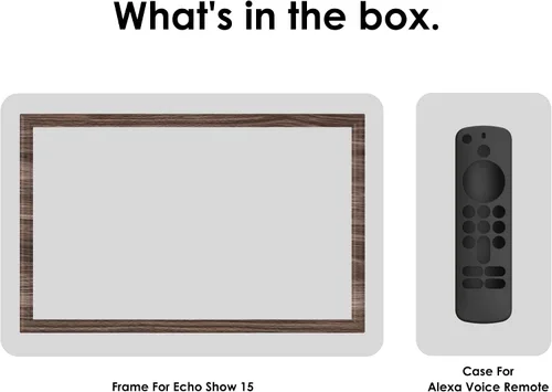 Vista 3 de Marco decorativo para Echo Show 15, funda de echo show 15, efecto de grano de madera oscura, protege tu eco show (grano de madera oscura)
