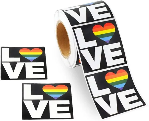 Vista 9 de Pegatinas de bandera bisexual para el mes del orgullo - Venta al por mayor Bi-Pride en un rollo (2 rollos - 500 calcomanías)