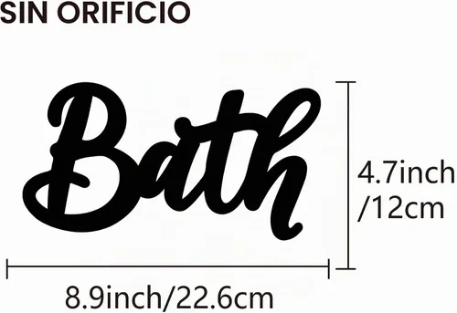 Vista 2 de CREATCABIN Letrero de madera para baño, decoración de baño, letras negras cortadas con láser, arte de pared rústico sin terminar, decoración Hogar