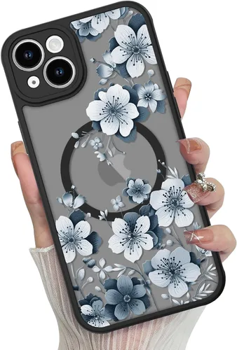 Vista 38 de Funda magnética para iPhone 17 Pro [compatible con MagSafe], bonita funda de moda con estampado de leopardo negro, translúcida, mate, parte trasera
