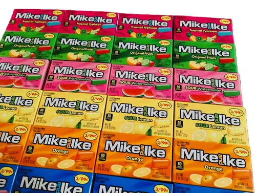 Vista 2 de DM Sweets Mike and Ike Surtido – 4 cajas de sandía agria original de Orange Berry Blast Tropical Typhoon Sour Lemon Cherry Sour Lemon Cherry Sour