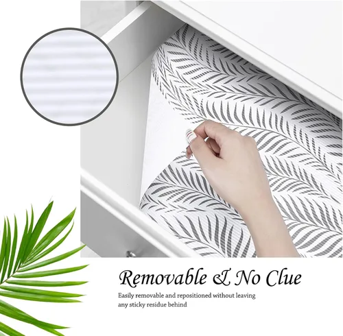 Vista 5 de Revestimiento de gabinete no adhesivo para estantes, 12 x 20 pies, forro de papel impermeable para cajones de cocina, refrigerador, estantería