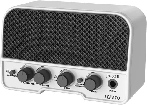 Vista 10 de LEKATO Mini amplificador de guitarra eléctrica recargable de 5 W, canales limpios/sobremarchados, amplificador pequeño portátil para práctica