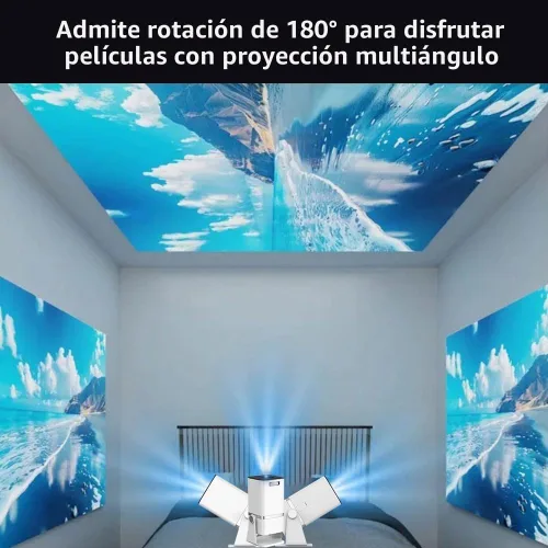 Vista 2 de 【Keystone automático】Mini proyector PONER SAUND portátil proyector nativo 1080P 300 ANSI, soporte 4K rotación de 180°, película